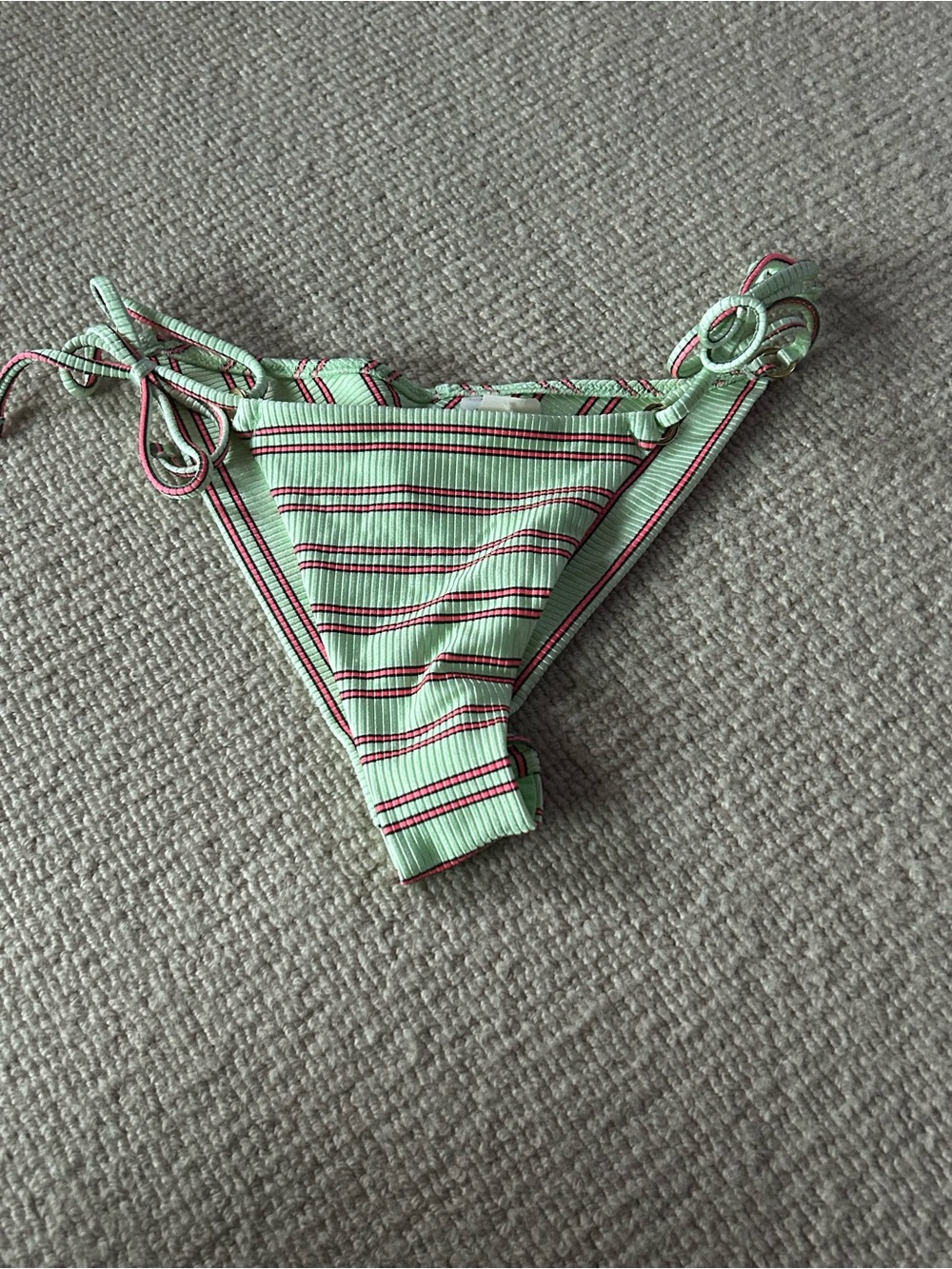 aerie Mint Green Striped Tie-Side Bikini Bottom